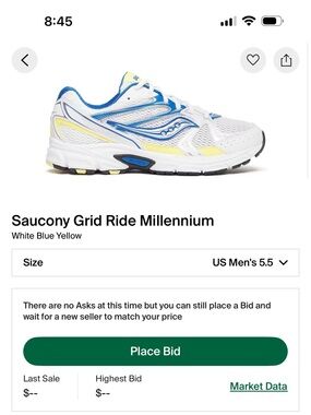 Saucony Kids White Blue Yellow Running Shoes